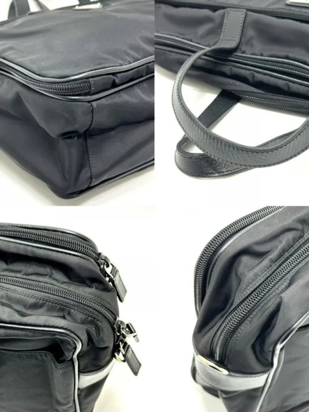 Prada Business Bag Triangle Logo Nylon Leather Black